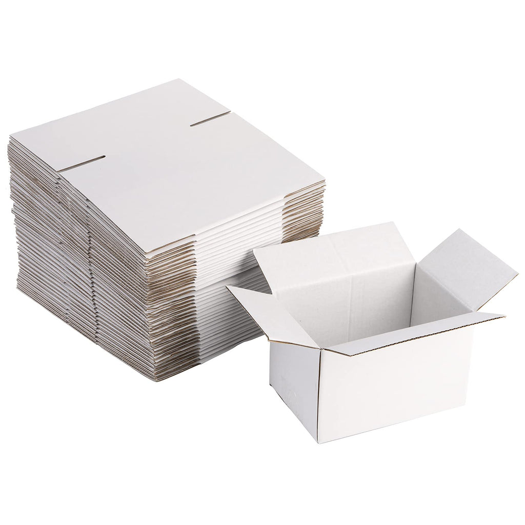Peohud 40 Pack Small Cardboard Boxes, 6x4x4 inches Small Shipping Boxes, Sturdy Ornament Mailing Box, Corrugated Packing Shipping Storage Carton Box, White