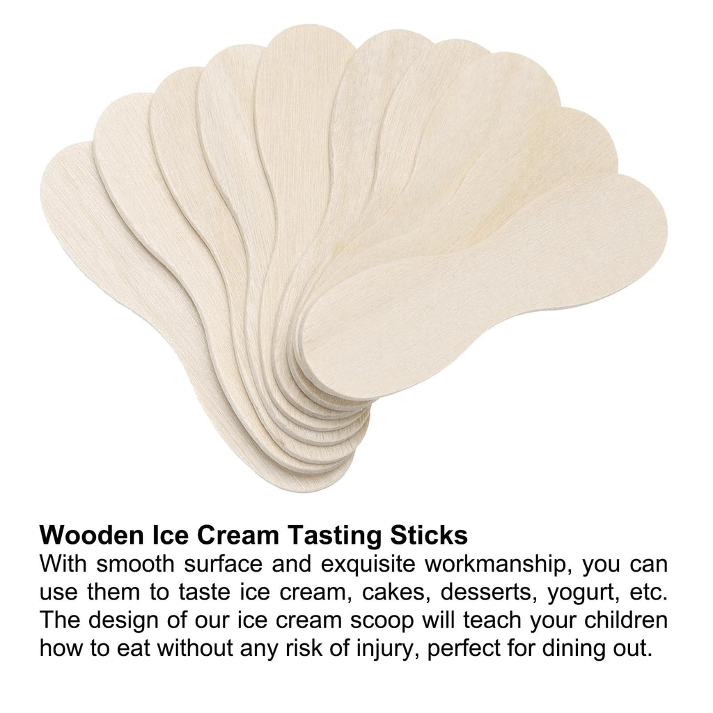 DMiotech 100 Pack 24" x 0.6" Wooden Ice Cream Paddle Spoons Bulk Disposable Ice Cream Tasting Sticks Dessert Spoons for Tasting, Craft