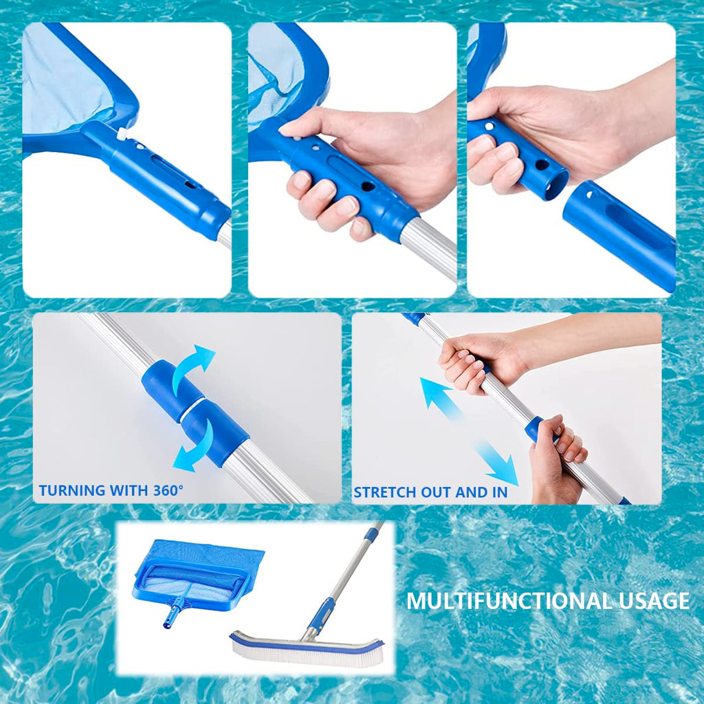 FBSPORT Pool Skimmer Net with Telescopic Pole, 59 inch Swimming Pool Leaf Net, Fine Mesh Pool Net, Pool Cleaner Maintenance Tool-Easy to Collecting Leaves for Swimming Pools, Hot Tubs, Ponds