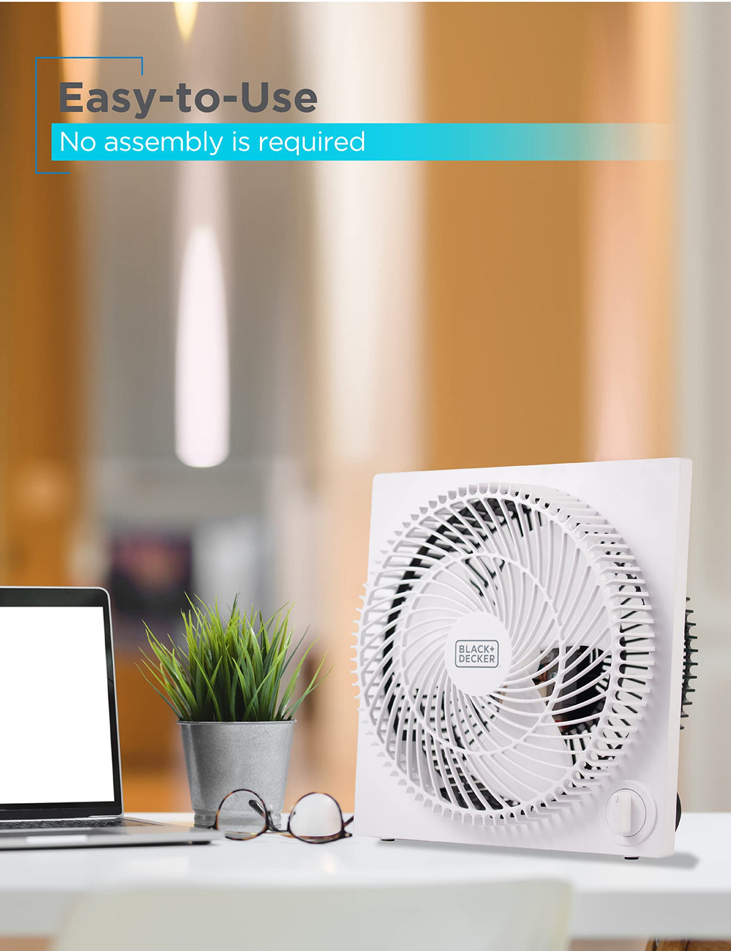 Black & Decker 9 in. Frameless Tabletop Box Fan, White