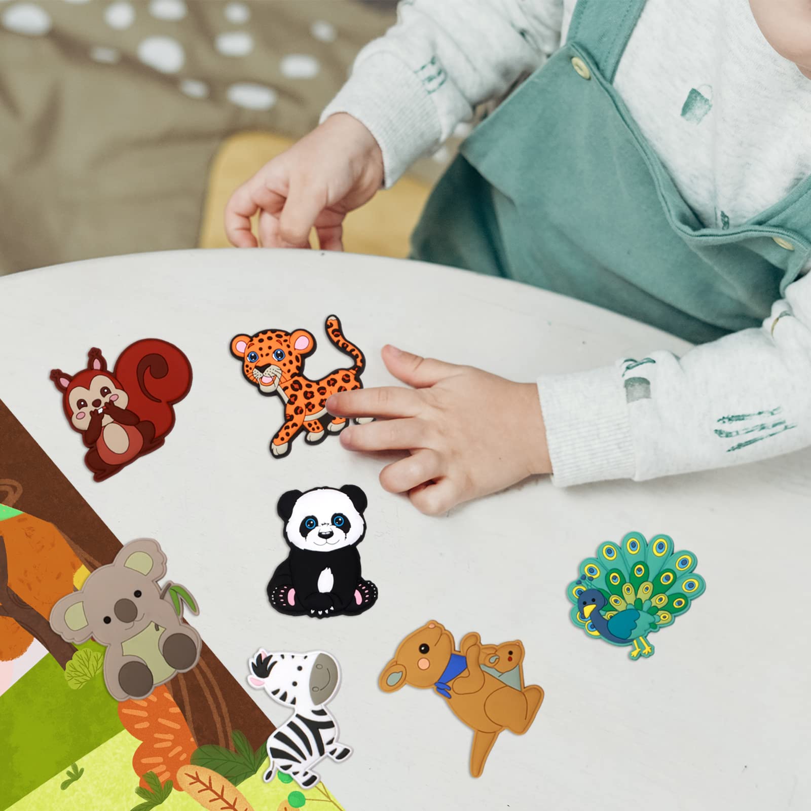 Fridge Magnet for Toddlers 1-3, Full Back Magnetic Rubber Cute Animals Refrigerator Magnets for Kids Magnets for Fridge Toddler Magnets for Refrigerator Baby Educational Learning Toy Children Gift