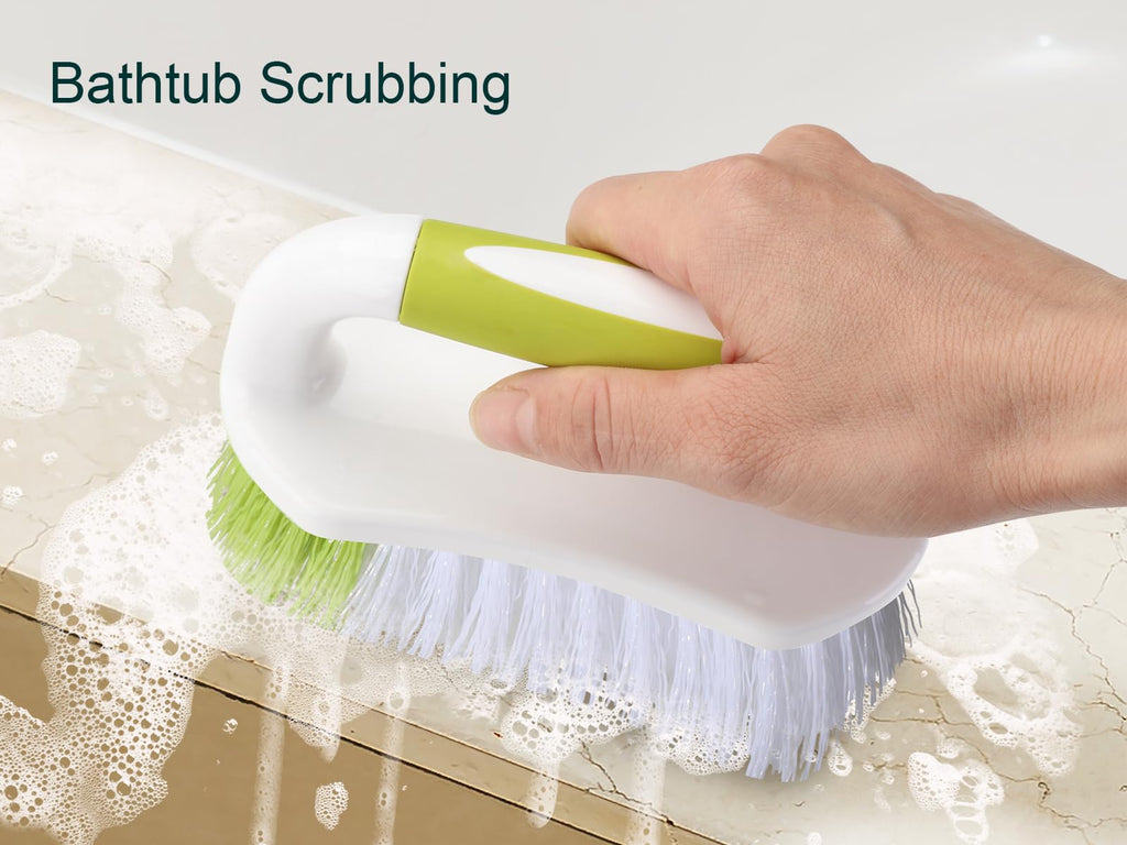 Scrub Brush for Cleaning, Heavy Duty Shower Scrubber with Stiff Bristles for Tub, Sink, Floor, Tile, and Carpet Scrubbing, 3 Pack