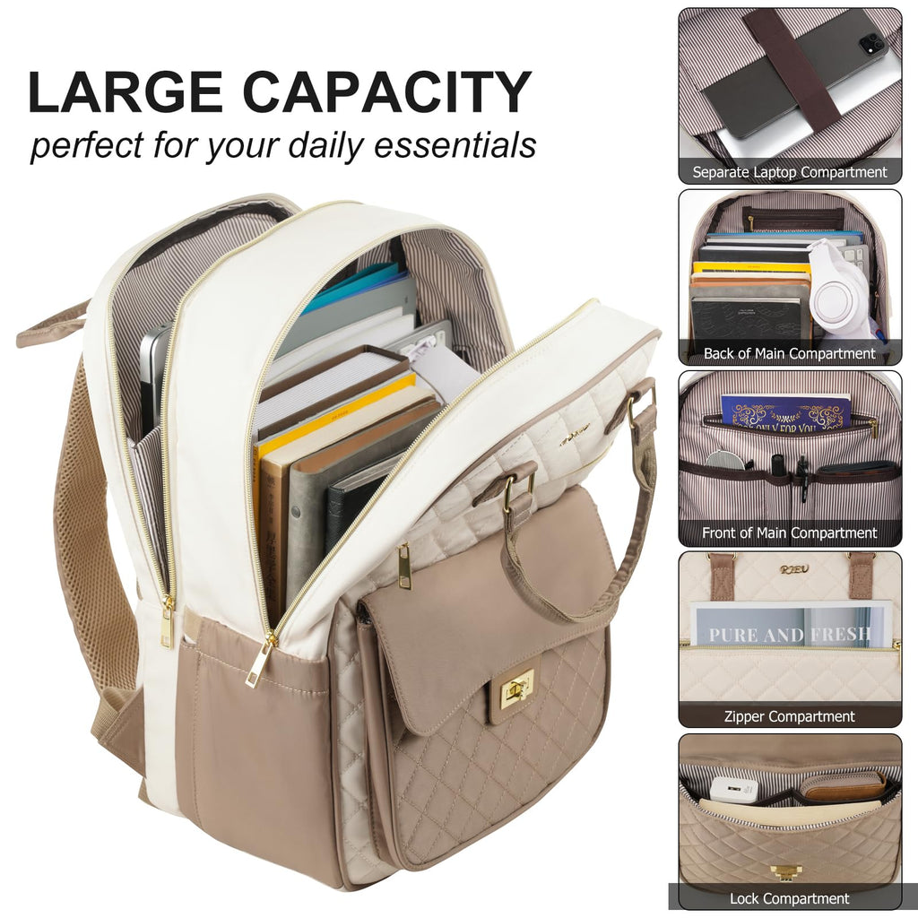 Backpack for Women,Laptop Bag for Travel Work College Teacher,School Backpack for Teen Girls Student,Sac a Dos Femme Voyage,Ladies Gifts,KhakiBeige