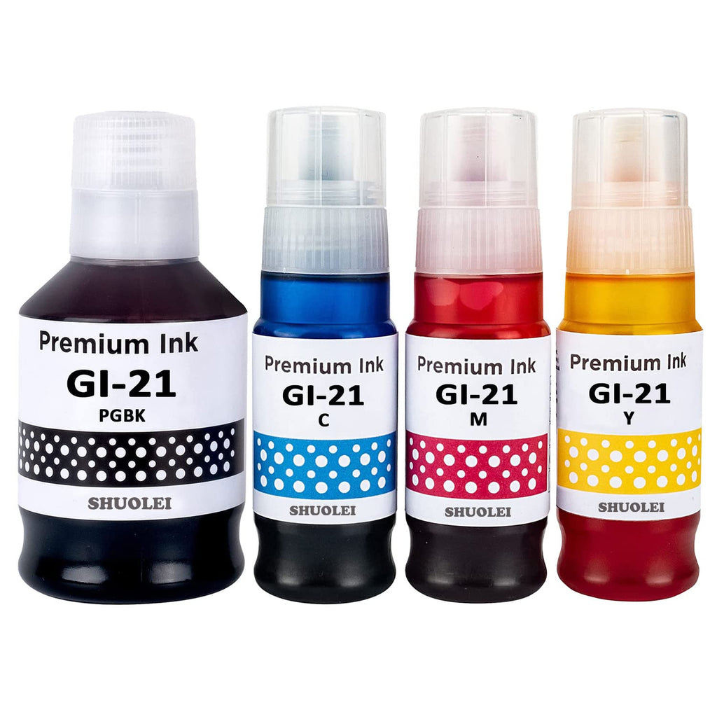 GI-21 G3270 G3260 Ink Bottles Compatible for Canon 21 GI-21 GI21 Ink Refill Bottles Set, Compatible for Canon PIXMA G3270 G3260 G3290 G3272 G4280 G4270 G2270 G2260 G1220 G1230 Printer 4-Pcs, BK/C/M/Y