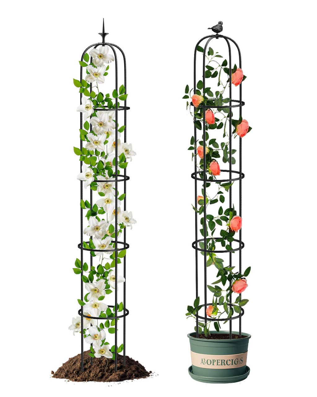 MYMULIKE 6.2ft Garden Trellis for Climbing Plants, Indoor Plant Trellis, Plant Support for Vegetables and Climbing Plants, Tomato Cage for Pots and Raised Garden Bed (1 Pack)