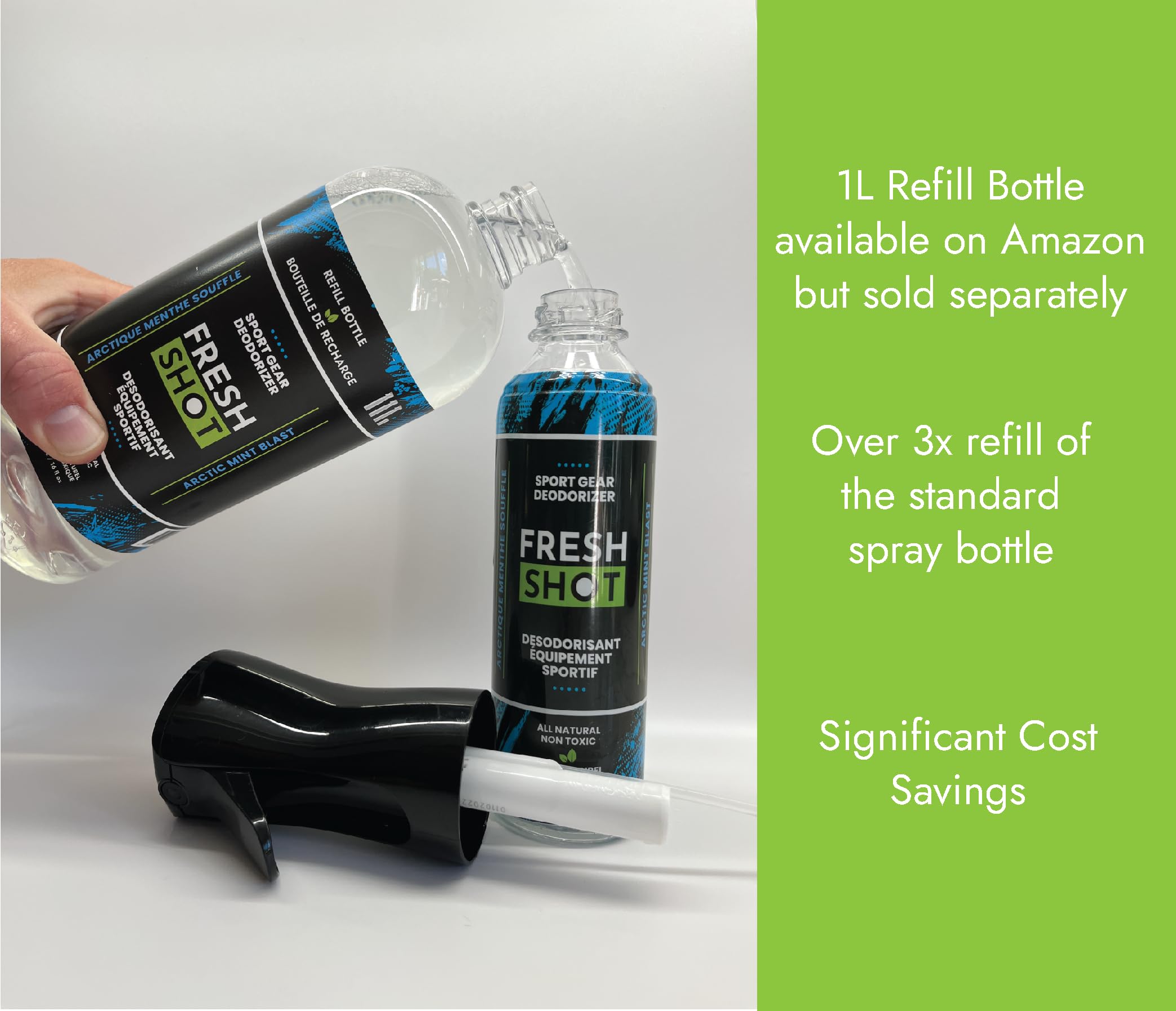Fresh Shot – Sport Gear Deodorizer Eliminate odors in smelly sports equipment and footwear.