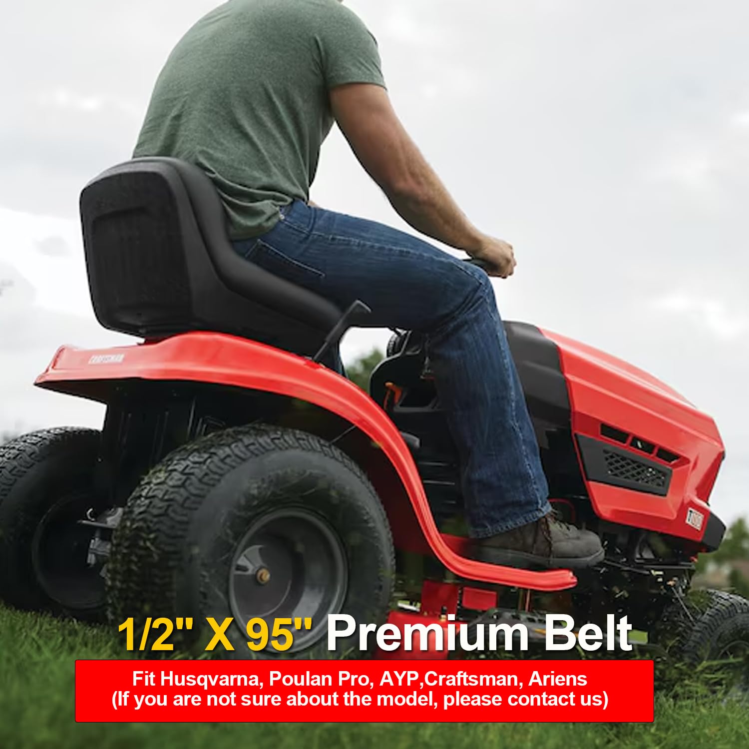 144959 Belt Compatible with Craftsman LT1000 LT2000 LT3000 42'' Lawn Mower,1/2'' X 95'' Premium Belt Lawn Mower Parts,Replace 130801 24690 160855 144959 144959D AYP Sears Roper Poulan Pro