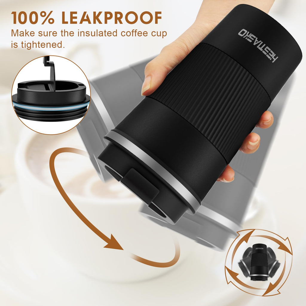 Hestiasko 17 oz Coffee Mug, Double Walled Vacuum Travel Mug, Leakproof Travel Coffee Mug with Lid, 304 Stainless Steel Insulated Coffee Mug for Hot Ice Coffee Cola Milk Tea(510ml, Black
