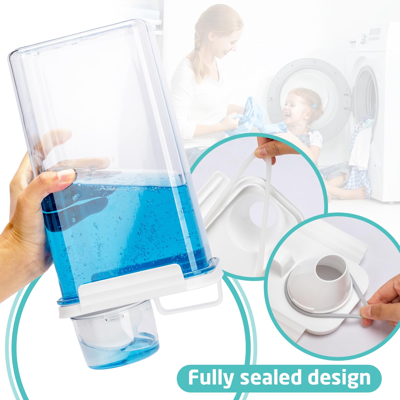 Bikkii Laundry Detergent Dispenser-1 Pack, 98 oz Detergent Dispenser with 4 Removable Labels, Laundry Soap Dispenser for Laundry Room Organization and Storage, BPA Free & PET Plastic Clear