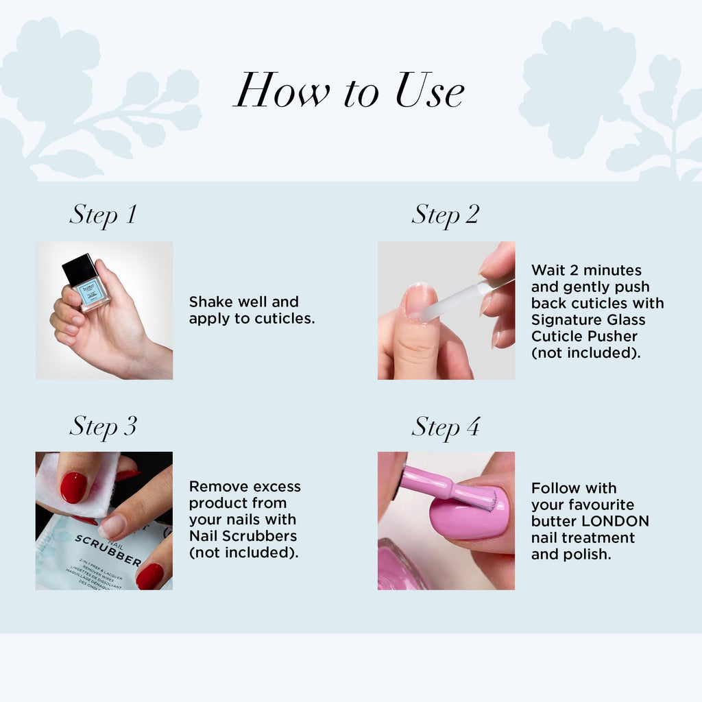 butter LONDON Cuticle Remover Liquid, Melt Away - Cuticle Oil Exfoliator & Softener Gently Removes Dry, Overgrown Cuticles for Healthy Looking Nails - Fast-Acting & Pain-Free Formula - 0.4 Fl Oz