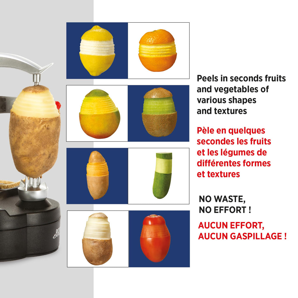 Starfrit Rotato Express Peeler, 2 Spare Blades, Safe & Easy to Use, Fast Hands-Free Peeling for Potatoes, Apples, Cucumbers & More, Non-Slip Base