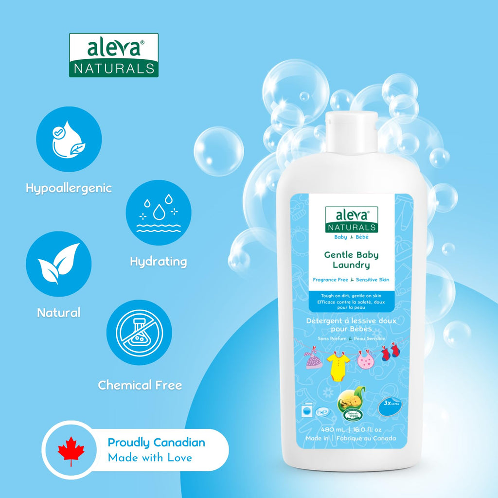 Aleva Naturals Gentle Baby Laundry, Convenient Travel Size, Value Pack, 3 X 480ml