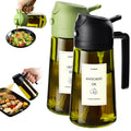 TrendPlain 470ml Olive Oil Dispenser Bottle for Kitchen Gadgets - 2 in 1 Dispenser and Sprayer - Olive Oil Spray Bottle w/Stickers (Light Blockage) - BPA Free - Black&Green