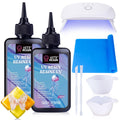 LET'S RESIN UV Resin with Light,Upgraded 200g Crystal Clear&Low Odor UV Resin Kit,UV Light,Silicone Mat,Ultraviolet Epoxy Resin Hard,UV Résin Starter Kit for Jewelry,Craft Decor