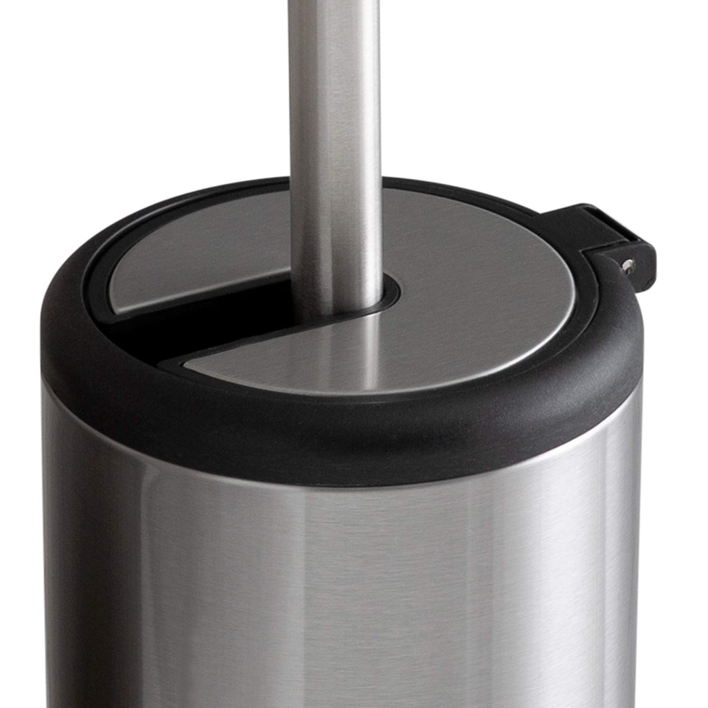 Bath Bliss Toilet Brush and Holder | Self Closing Lid | 360 Degree Brush Head | Bathroom Cleaning | Compact Size | Storage and Organization | Stainless Steel