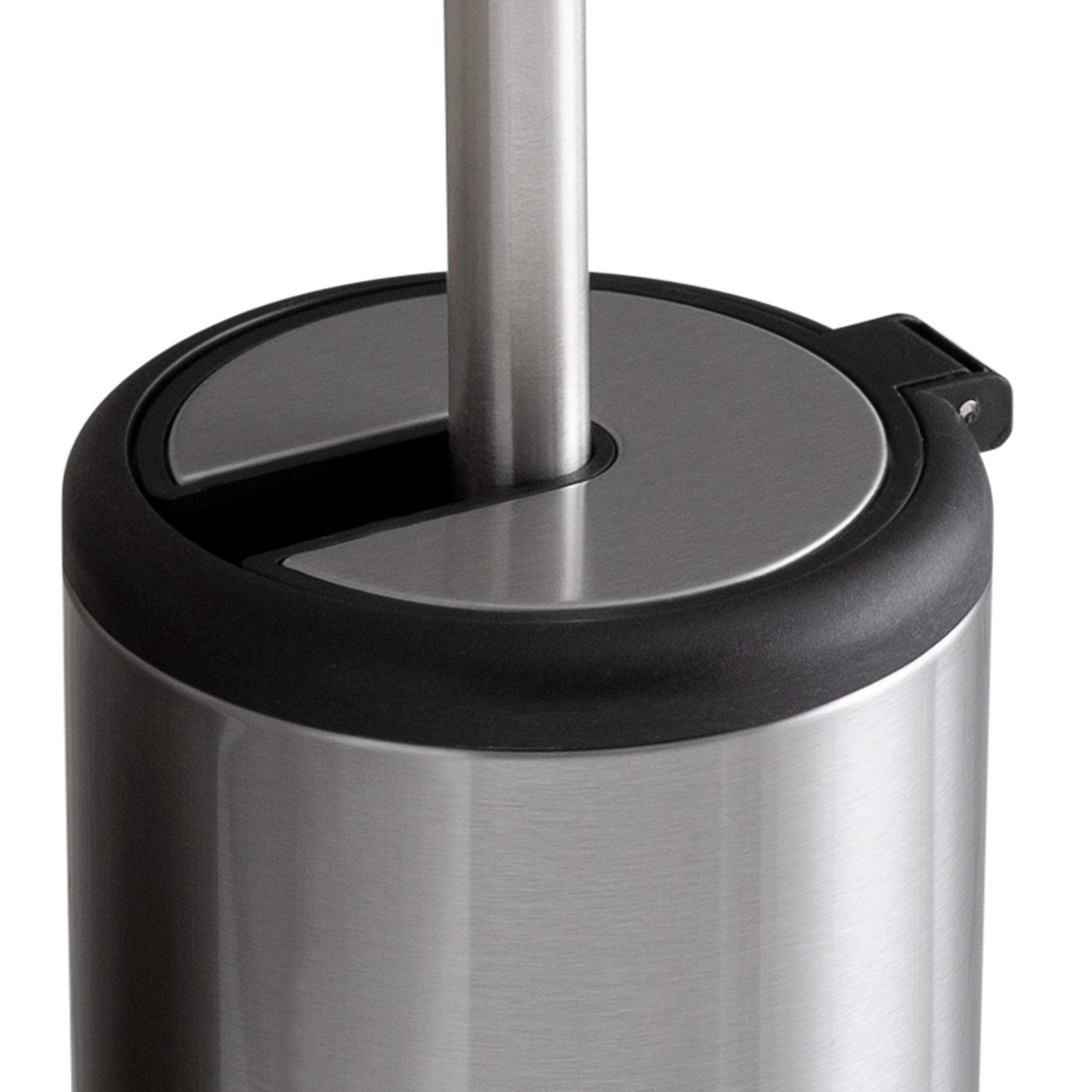 Bath Bliss Toilet Brush and Holder | Self Closing Lid | 360 Degree Brush Head | Bathroom Cleaning | Compact Size | Storage and Organization | Stainless Steel