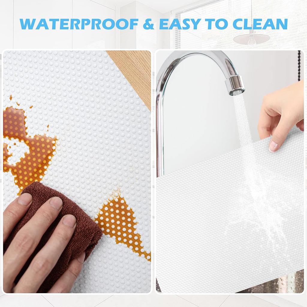 MooiFun Drawer Liners, Waterproof Shelf Liner, Anti-Slip Non-Adhesive BPA Free Kitchen Cupboard Cabinet Liner Refridge Fridge Mats Sink Protector Strong Durable for Home (White/15.7in x 20Ft)