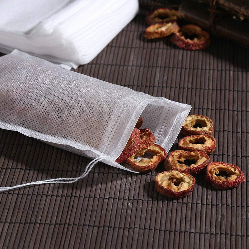 TamBee 100Pcs 5.9" x 7.87" Disposable Drawstring Tea infusers Tea Filter Bags for Loose Tea Herbs Spice Bouquet Garni Potpourri Bags（ 5.9" x 7.87" /15 x 20cm）
