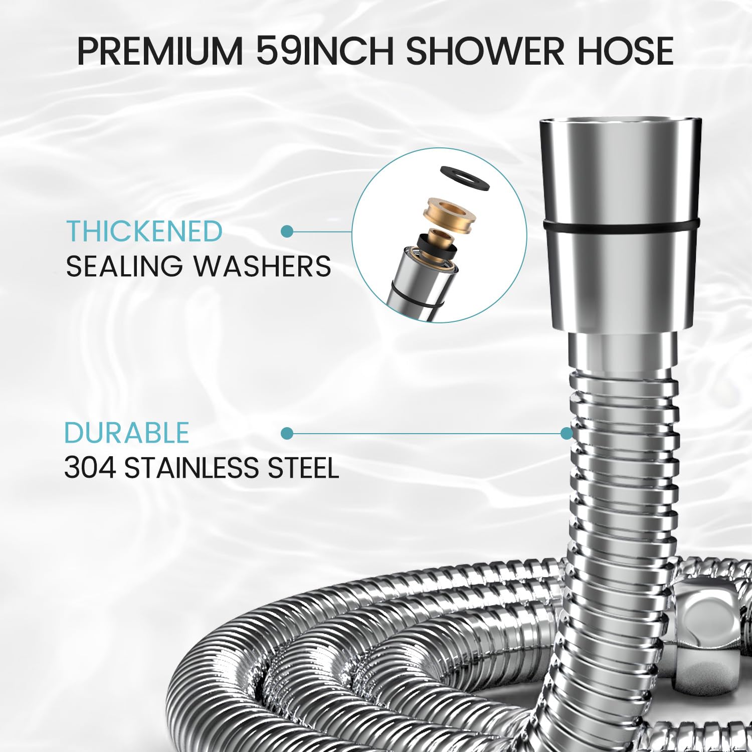 High Pressure Shower Head with Handheld - Modern Square Handheld Shower Heads - 6 Settings Detachable shower head with hose, Change Settings Much Easier Than the Twist Ones, Shower Accessories, Chrome