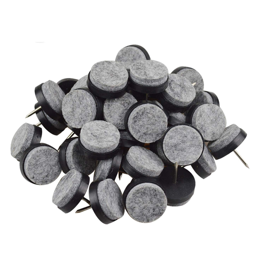 40pcs Round Heavy Duty Nail-on Anti-Sliding Felt Pad for Furniture Chair Table Leg Feet Floor Protectors (Black 28mm)