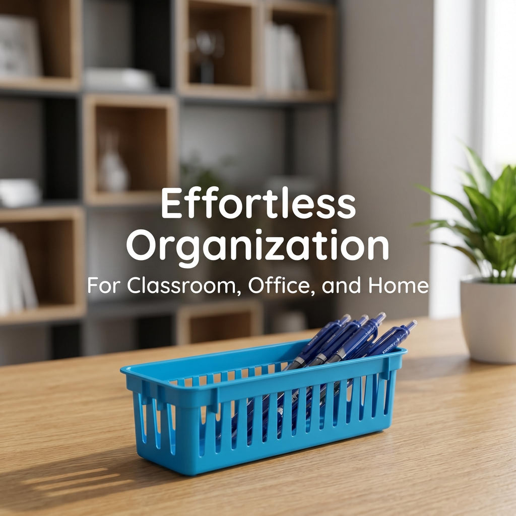 ZEAYEA 24 Pack Classroom Storage Baskets, Classroom Pencil Organizer Baskets for Desk, Drawer, Plastic Pen and Pencil Basket Trays, Crayon Basket for Office Home, 9.3" L x 2.2" W x 2.4" H