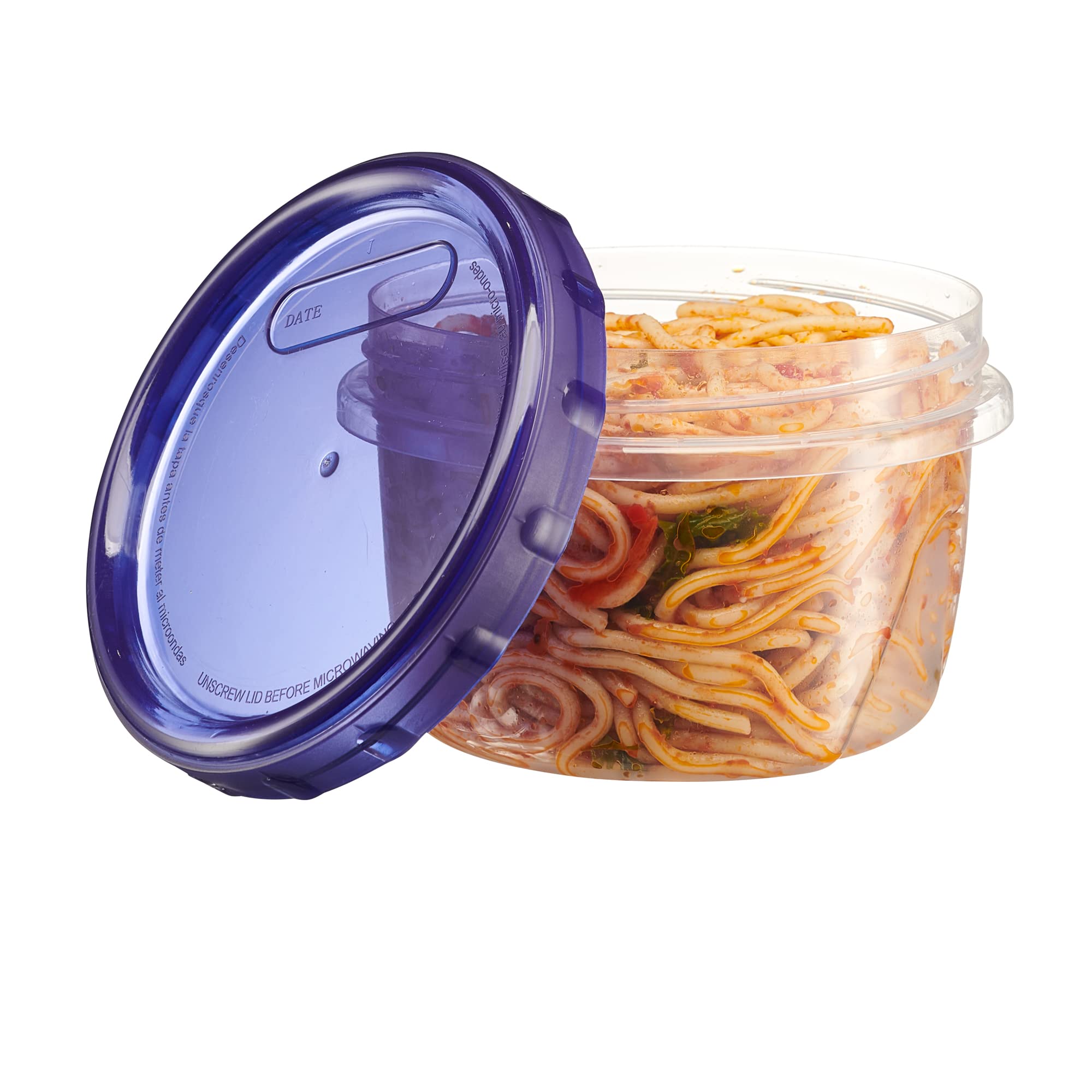 PLASTICPRO 6 Pack Twist Cap Food Storage Containers with Blue Screw on Lid- 16 oz Reusable Meal Prep Containers - Freezer and Microwave Safe Blue Plastic Food Storage
