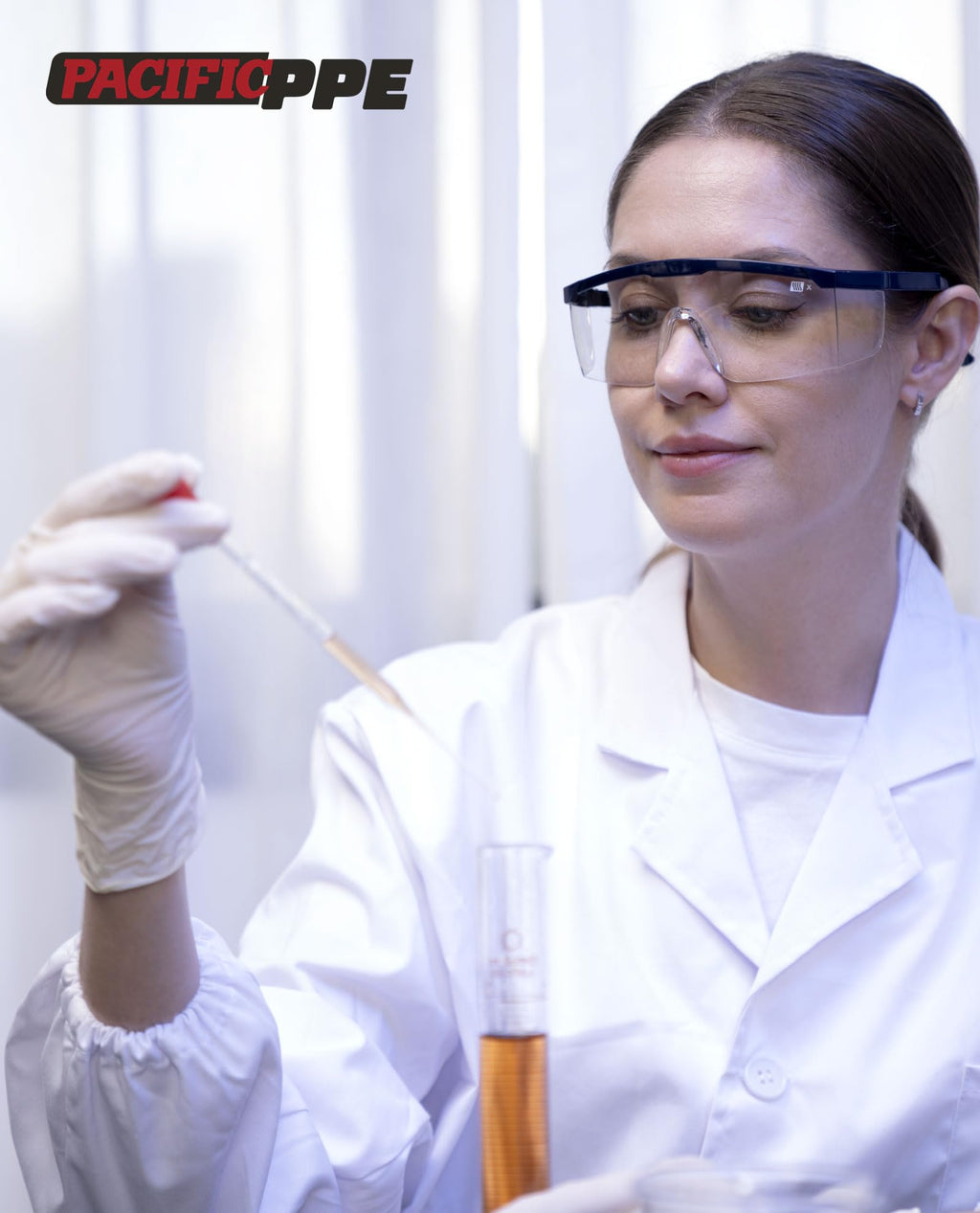 PACIFIC PPE 2 Pack Safety Glasses, Anti-fog, Scratch Resistant Clear Wraparound Lenses and No-Slip Grips, Clear Lab Safety Glasses, Adjustable, Lab Goggles