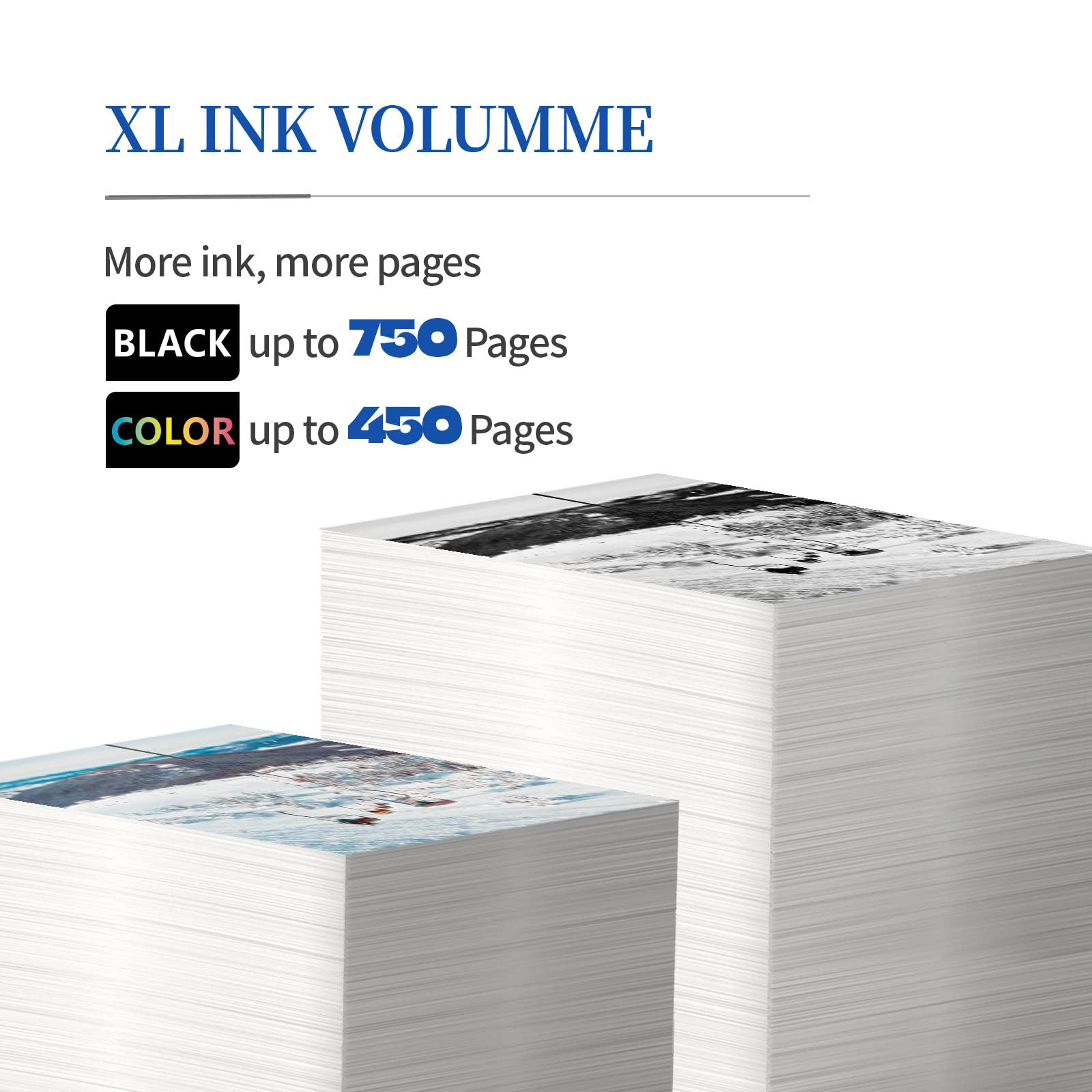 INKCLOUD 61XL XXL Ink Combo Pack Compatible with HP 61 Ink Cartridges for HP Envy 4500 4502 5530 5534 Deskjet 3050A 1000 1010 1512 3054 Officejet 1051 4630 4635 Printer (1 Black 1 Tri-Color)