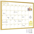 Marribol Golden Monthly Dry Erase Calendar Whiteboard for wall-40x30cm Portable Aluminum Frame,Magnetic Calendar White Board,Wall Planner Dry Erase Board for Office, Kitchen, School, Home-GG-CA