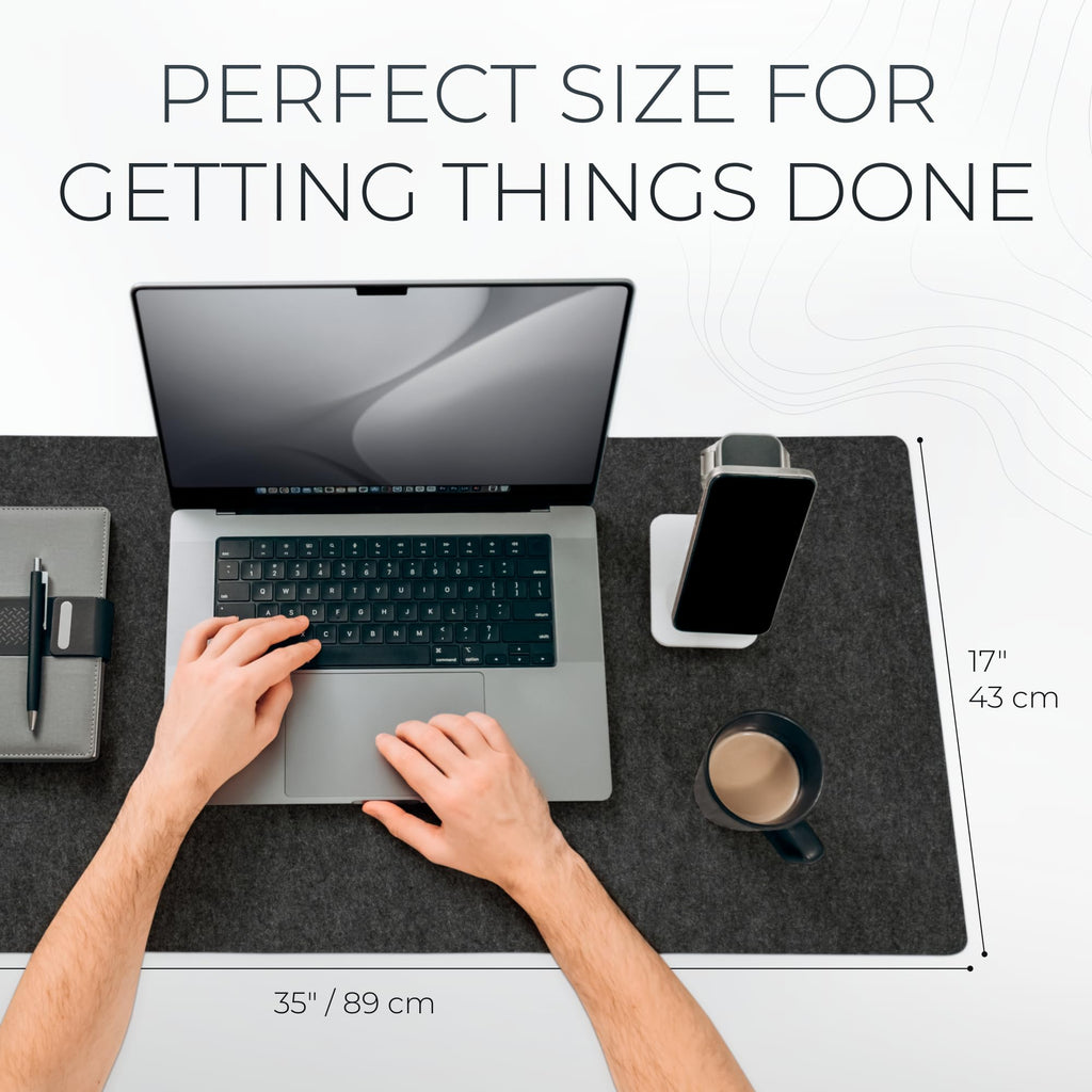 Nordik Large Felt Desk Mat - Charcoal - 89 x 43 cm - Full Desk Keyboard Mat - Computer Desk Mat for Keyboard and Mouse Pad - Desktop Mat - Large Desk Mat - Felt Desk Pad