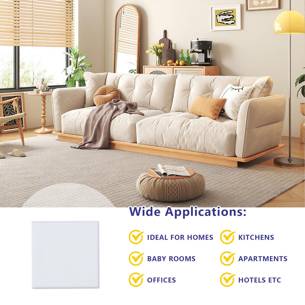 HOME MASTER HARDWARE Self Adhesive Wall Protector Square 4 inch, 10 Pack Door Handle Wall Shield Guard Door Stop, Rigid Vinyl Wall Protection Pad White 10 Pack