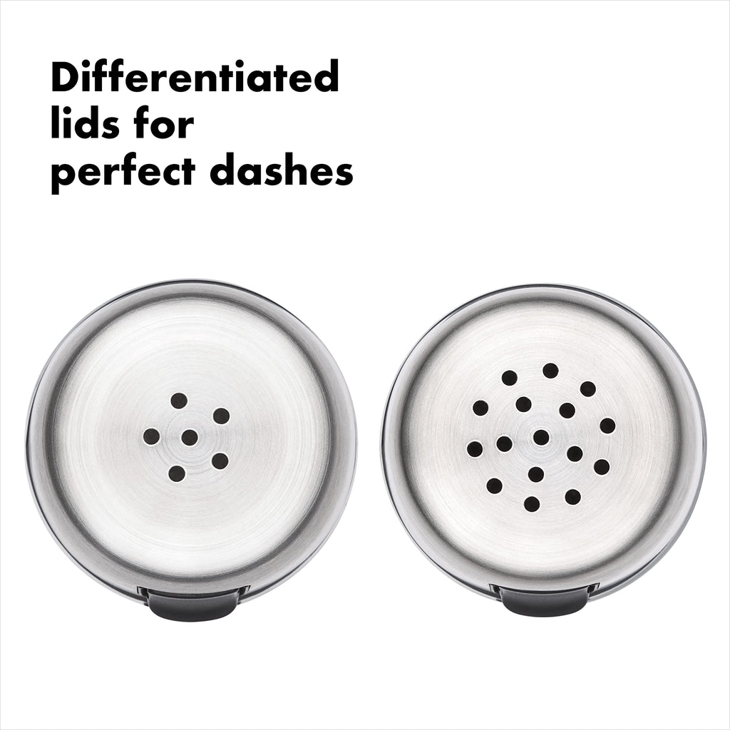 Oxo 1234780CL Salt and Pepper Shaker Set, Clear, Stainless Steel, 4.5-Inch