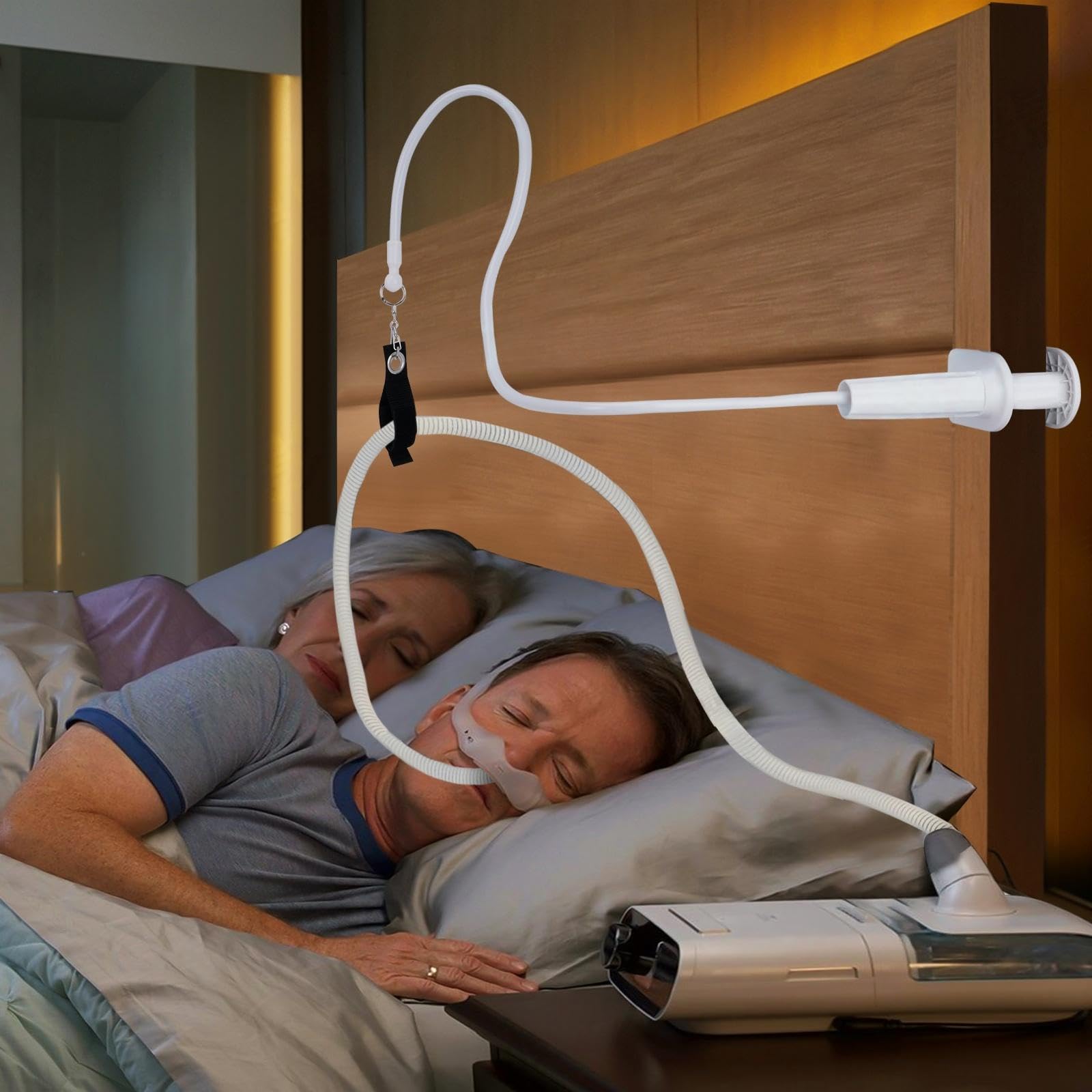 CPAP Hose Holder, Hose Hanger Avoid Tangling and PreventBlockage, Adjust The Angle Arbitrarily, CPAP Accessories Supplies for Bedside & Sleep, No Punching Required