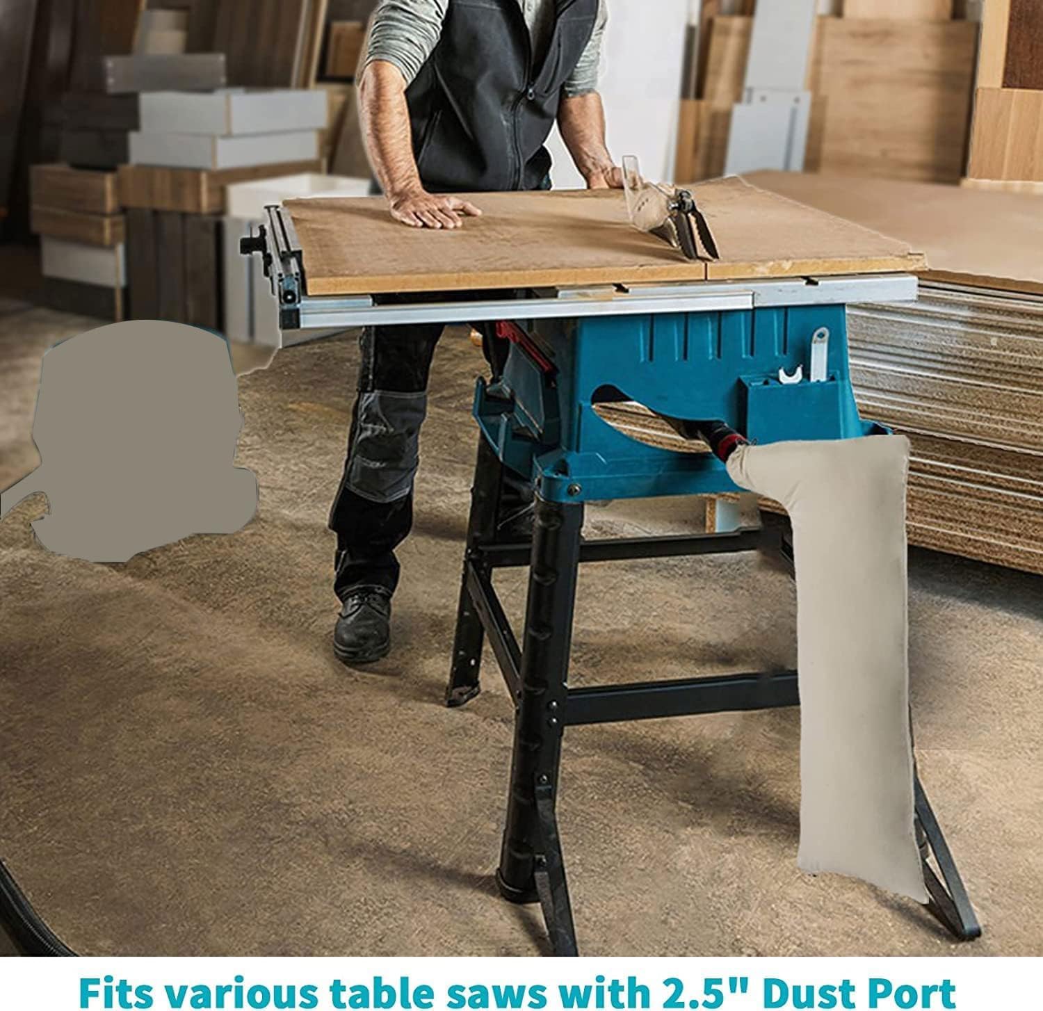 Table Saw Dust Collector Bag Compatible for Dewalt/Fit for Makita/Compatible with Craftsman 10" Tablesaws with 2.5" Dust Port