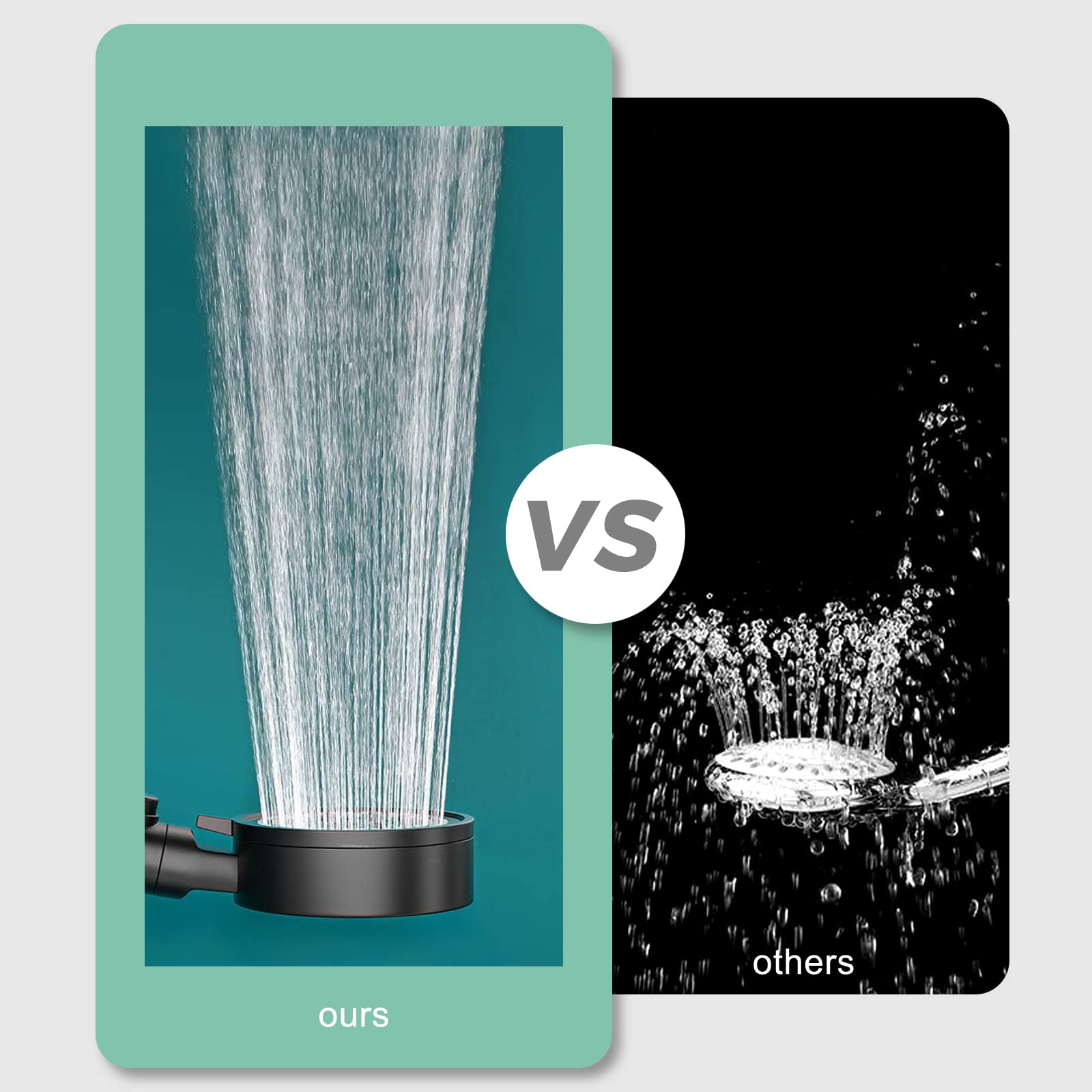 Lostrain Shower Head with Hose, Handheld High Pressure RV Water Saving On Off Switch Detachable Removable Hand Held Showerhead Set with Holder - Black