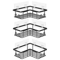 LOOBOV Shower Caddy Corner, Rustproof Shower Shelves, Bathroom Caddy No Drilling, Bathroom Organizers/Storage with Hooks (3 Pack- Black)