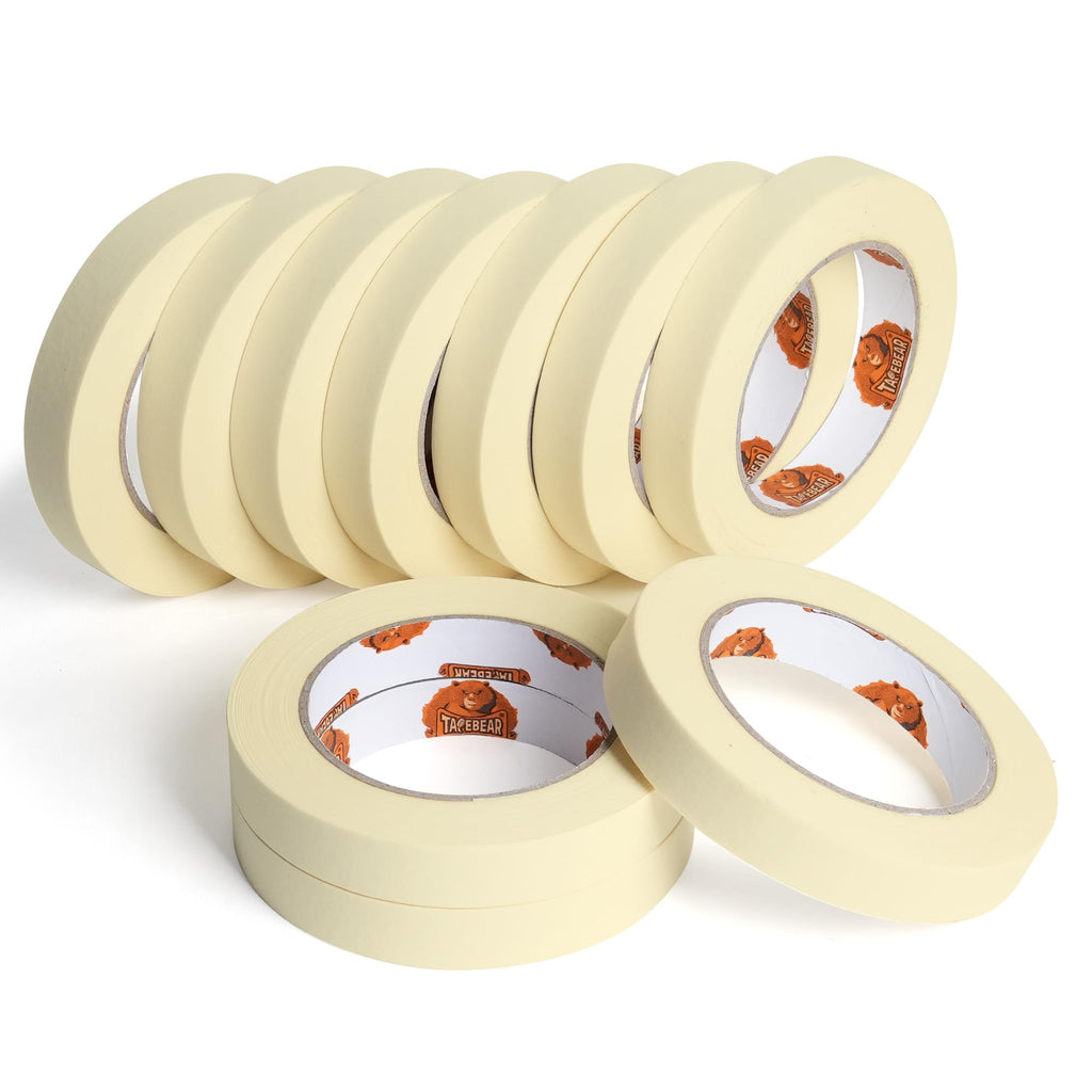 TAPEBEAR General Purpose Masking Tape 18mm x 55m, Beige White Painters Tape for Painting, Labeling, DIY Arts Crafts, Home Office School Projects, 10 Rolls