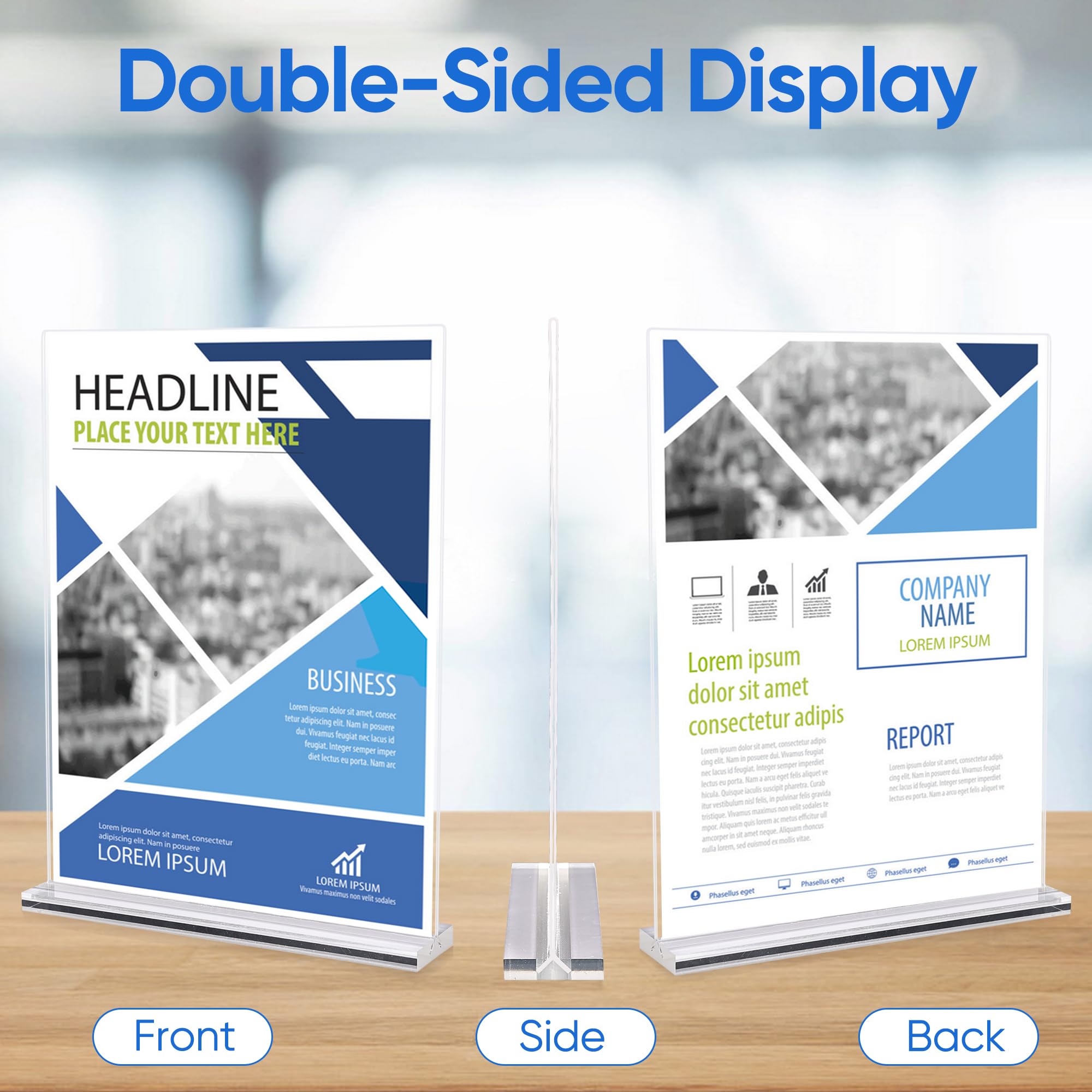 ZongXing acrylic sign holder 8.5 x 11 Paper Stand 6 Pack Clear Double Side T Shape Acrylic Table Signs for Displaying, Flyer Holder Paper Card Holder for Office Business Store Mall Restaurants