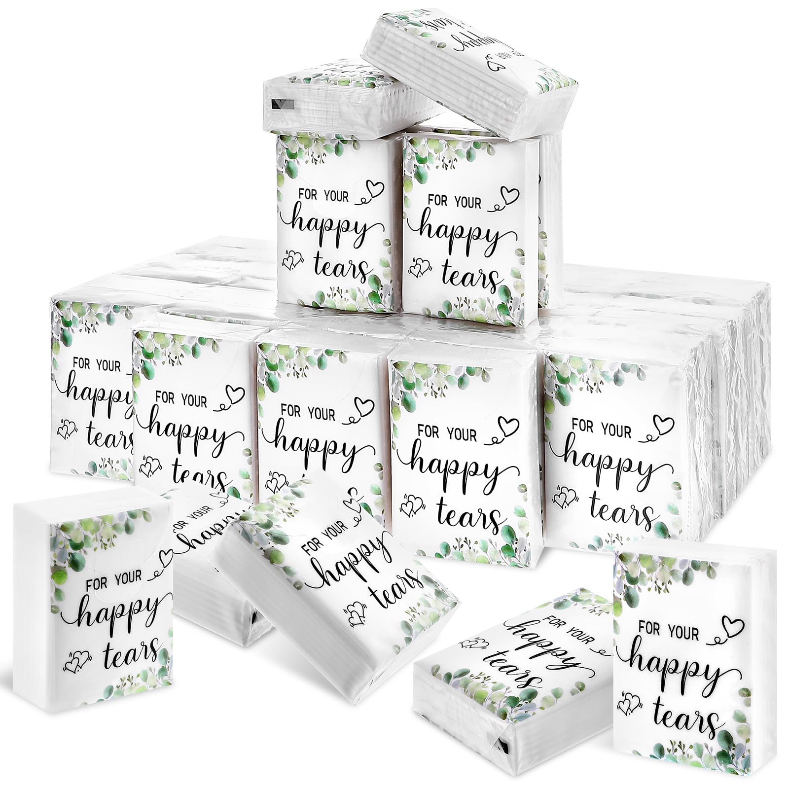 Haiabei 50-Pack Wedding Facial Tissues Items for Welcome Bags for Your Happy Tears Flower Pocket Mini Tissues 4 Ply Travel Size Bulk Individual Tissue Packs Stuffers Gift Bride Groom Mother Guests