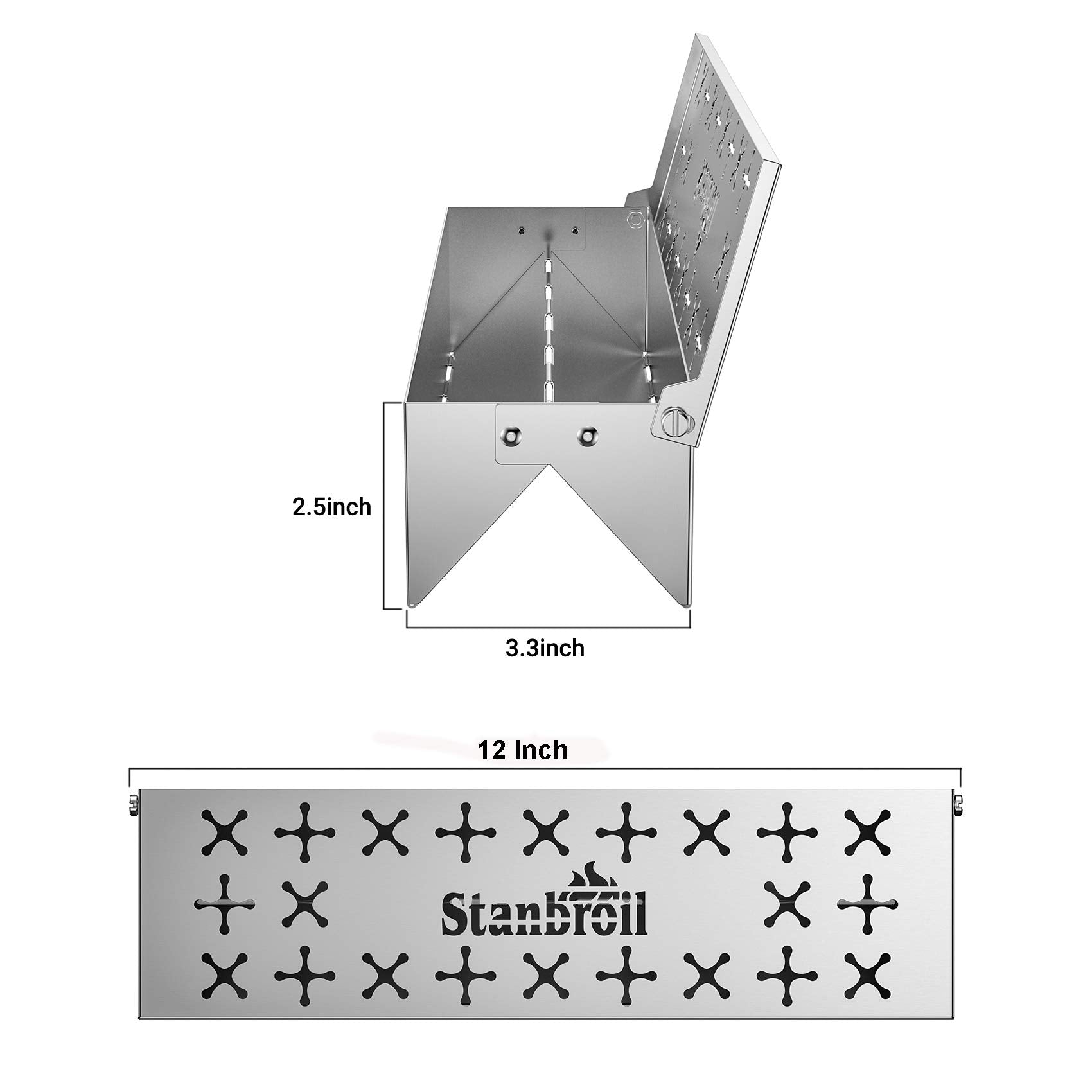 Stanbroil Stainless Steel Smoker Box, Wood Chip Smoker Box with Unique W-Shape Design on Bottom for Gas and Charcoal Grill