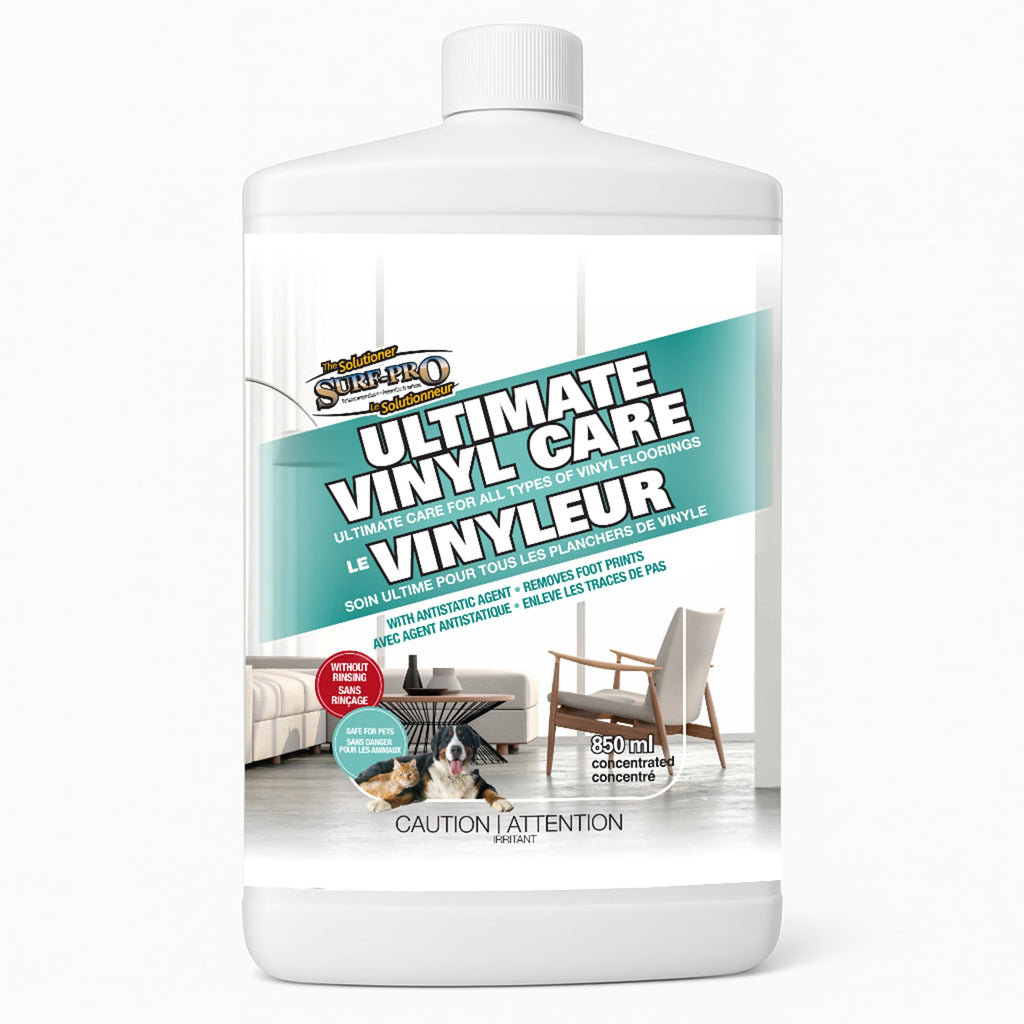 Surf-Pro Ultimate Vinyl Care Solution – 850ml | No-Rinse, Fast-Drying Solution for WPC, SPC & LVT | Subtle Scent | Concentrated | Made in Canada