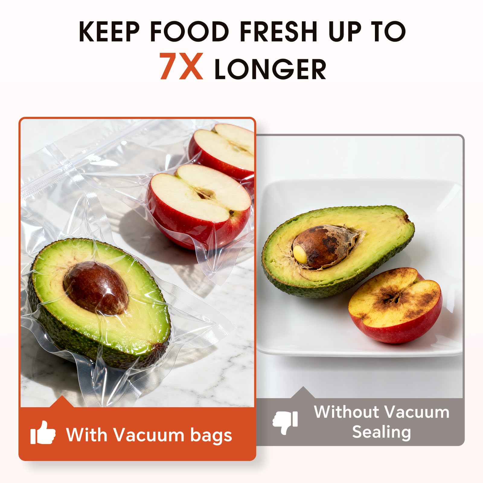 DOMIVIO Vacuum Sealer Bags, 100 Count Quart Size 8" x 12", Sac Sous Vide Alimentaire, Precut Food Sealer Bags, BPA Free, Heavy Duty, Freezer Bag for Food Storage, Commercial Grade