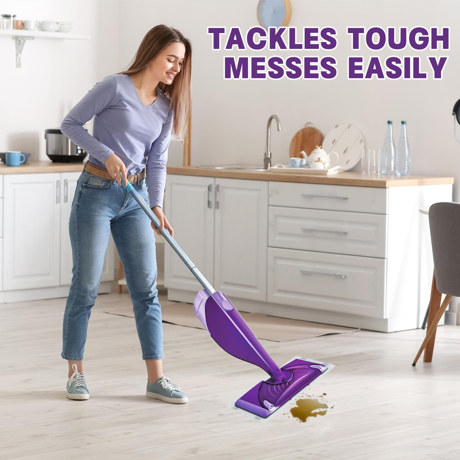 30 Count Disposable Wetjet Pad Refills for Swiffer Wetjet,Spray Wet Pads Refill, Heavy Duty Mop Pad Refills,All Purpose Multi Surface Floor Cleaning