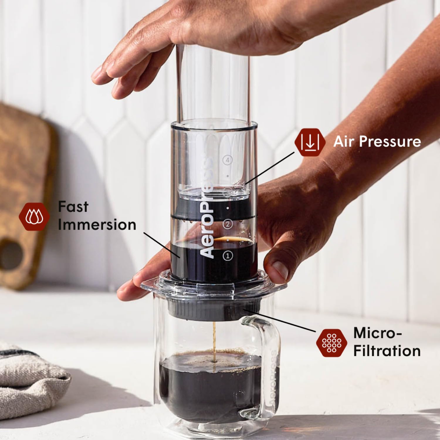 AeroPress Flow Control Filter Cap, Stops Drip for Full Control Over Grind Size & Time, Brew Classics, Espresso Style, Lattes, Cold Brew & More, Fits Standard Size AeroPress Manual Coffee Maker