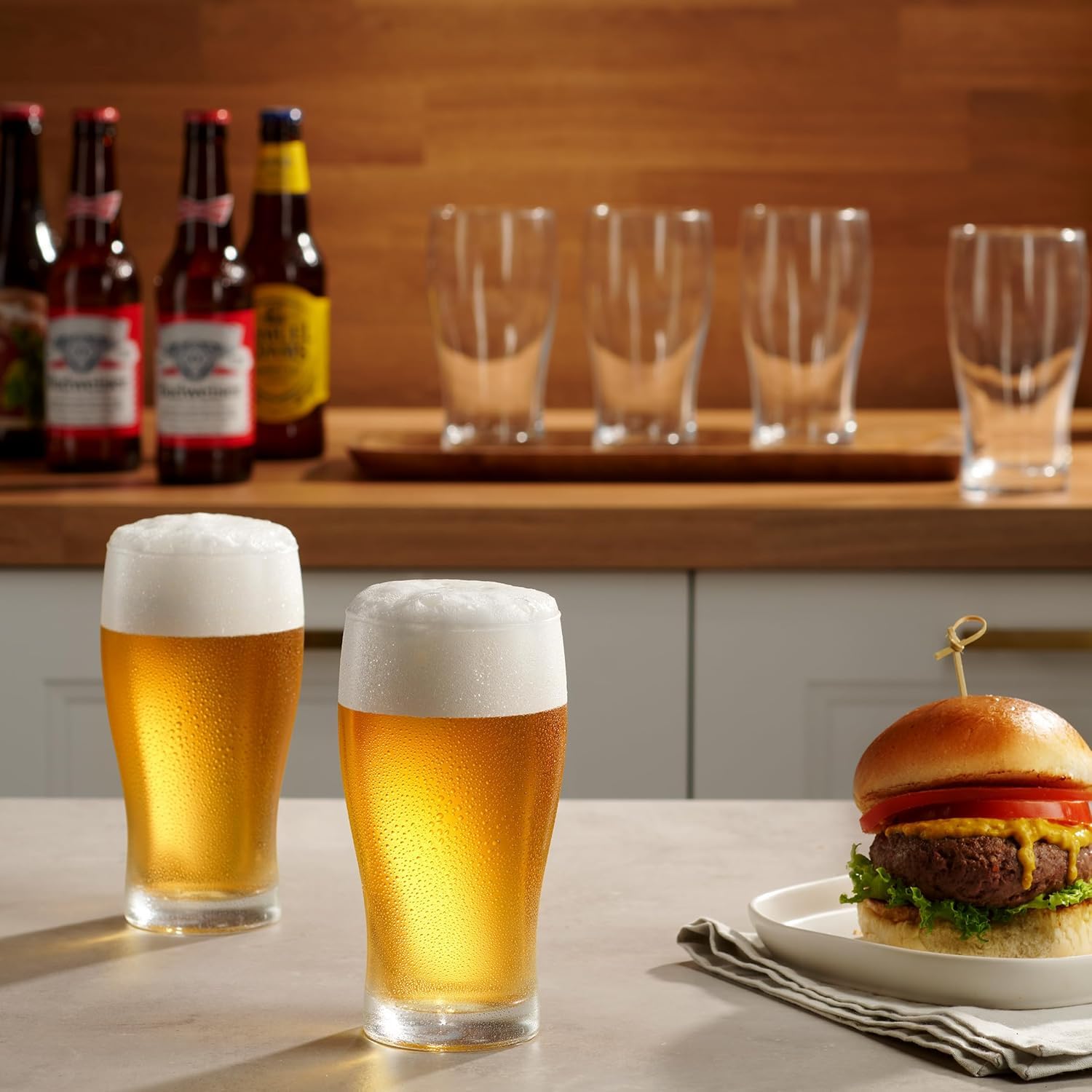 Glasses Set of 4 (19oz) Glass Capacity in a Traditional Pub Drinking Glasses Design. Oversized Beer Glasses Set for Guinness, Stout, and Craft Beer Glasses by The Pint!