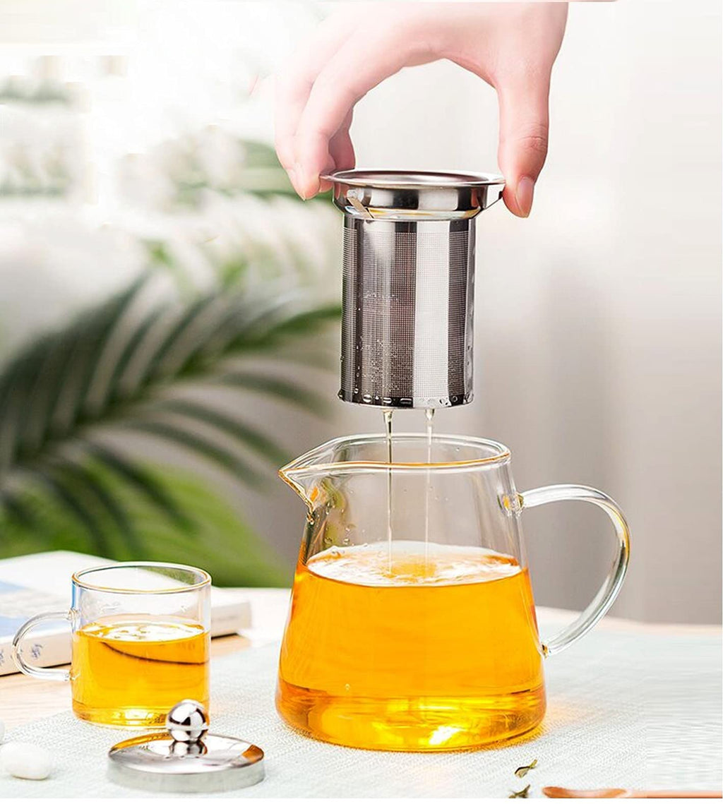 Mini Size Glass Teapot Tea Kettle-with Stainless Steel Removable Infuser for Blooming Tea & Loose Leaf Tea, Microwave & Stovetop Safe (550)