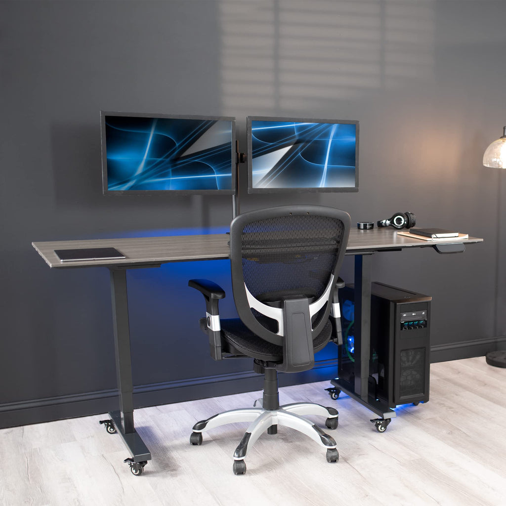 VIVO Large Computer Tower Desktop ATX-Case, CPU Steel Rolling Stand, 20cm to 36cm Wide Adjustable Mobile Cart Holder with Locking Caster Wheels, Gaming PC Holder, Black, CART-PC01L