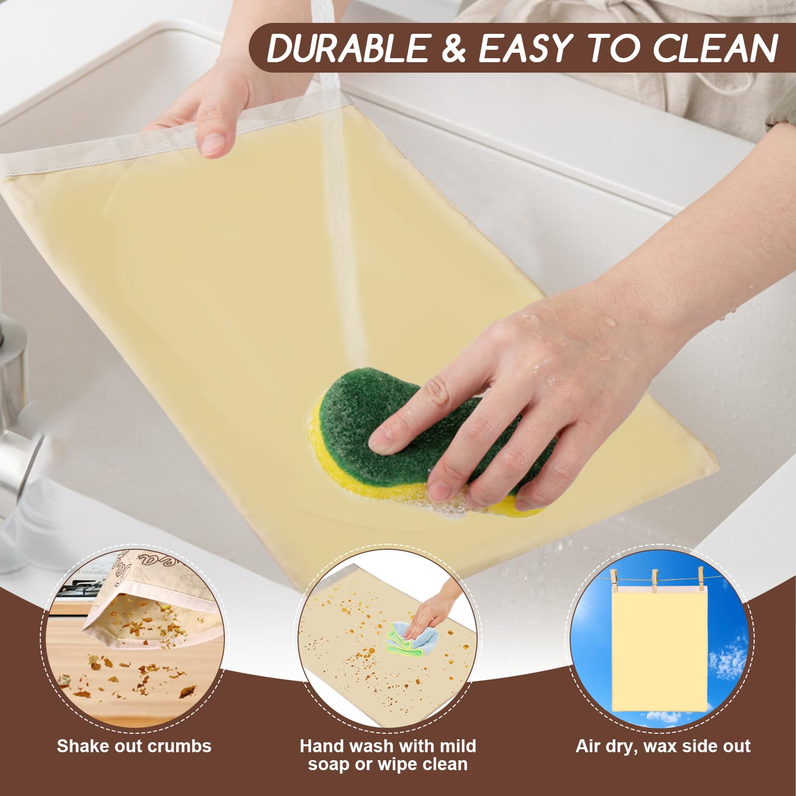 Beeswax Bread Bags for Sourdough, 2 Pack Reusable Bread Bag for Storage XL 17x13 Inch, Large Linen Bags for Homemade Sourdough - Keep Fresh, Freezer Safe