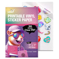 Uinkit 100% Clear Vinyl Sticker Paper for Inkjet Printer,30 Sheets Printable Transparent Sticker Paper 11x17 inches for DIY Projects,Waterproof, Great for Cutting Machines