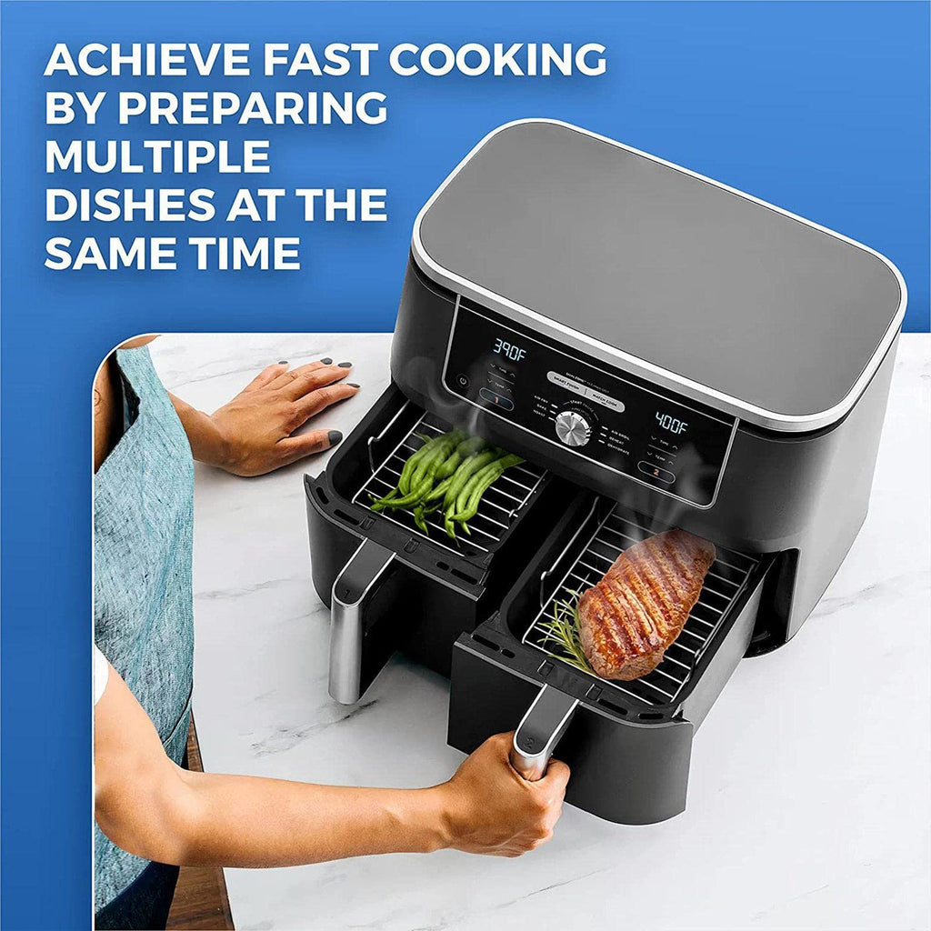 [2-Pack] Air Fryer Rack for Ninja Foodi DZ201/DZ401 | Stainless Steel Multi-Layer Rectangle Stackable Dehydrator Rack | Accessories Compatible with Ninja Foodi Double Basket Air Fryers